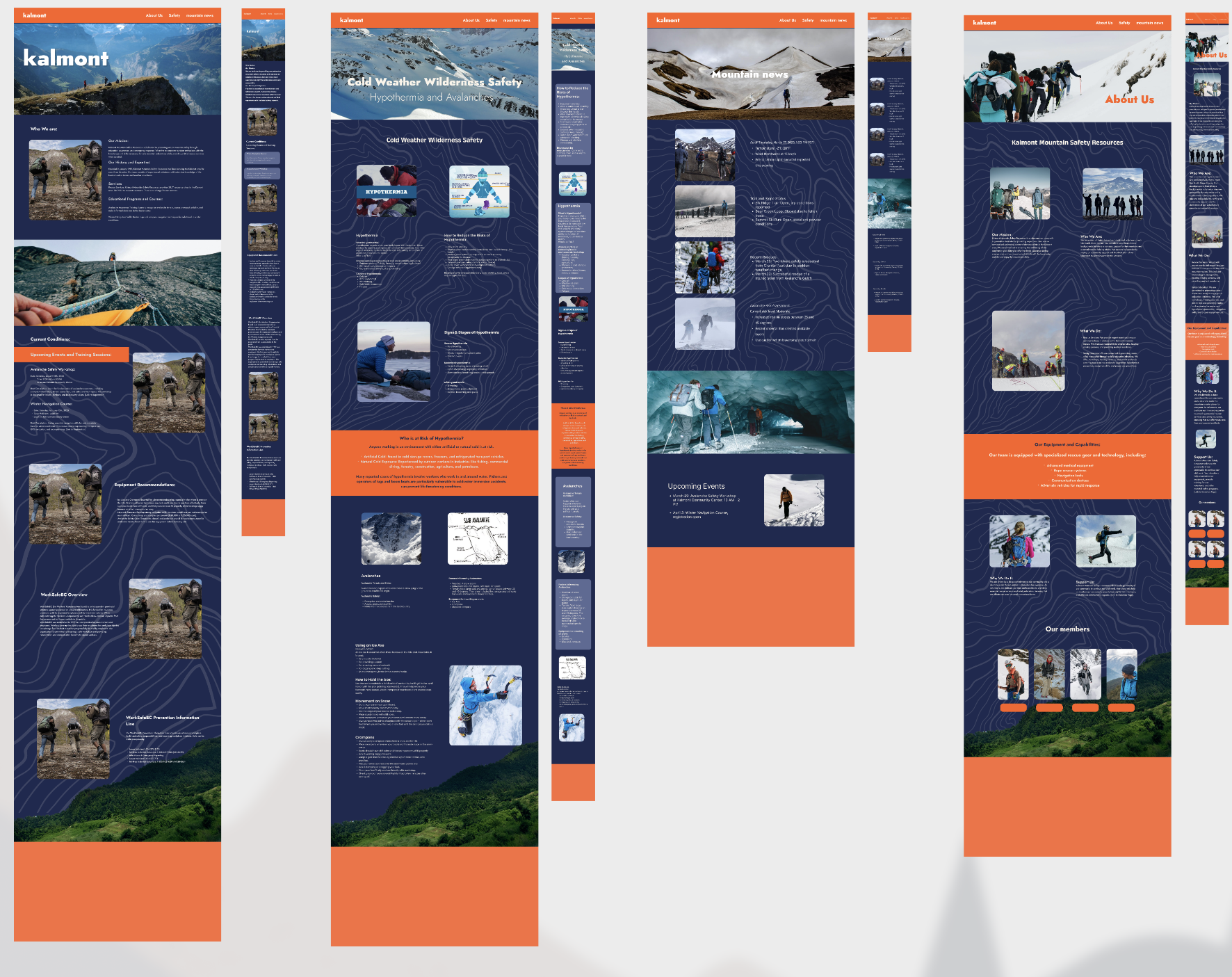 Kalmont full website pages overview showing complete site architecture